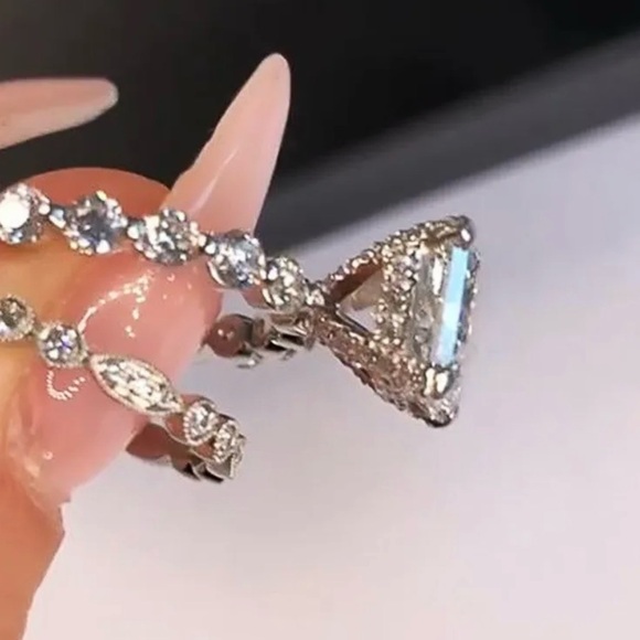 2 Ct Radiant Forever Moissanite Bridal Set in 925 Sterling Silver.  Size 7 - Picture 4 of 5